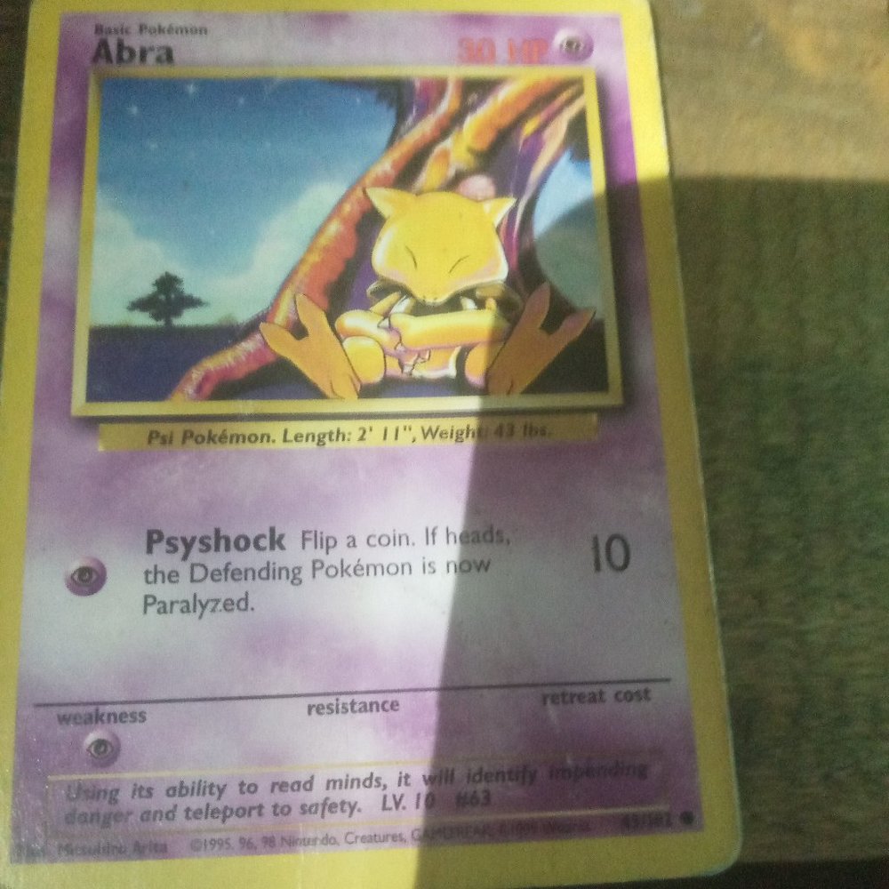 Abra 1st edition pokemon card